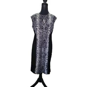 Chaus Womens Size 4 Black And White Snake Animal Print Mobwife Midi Dress
